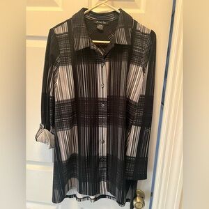 Black and White Striped Button-Up Shirt